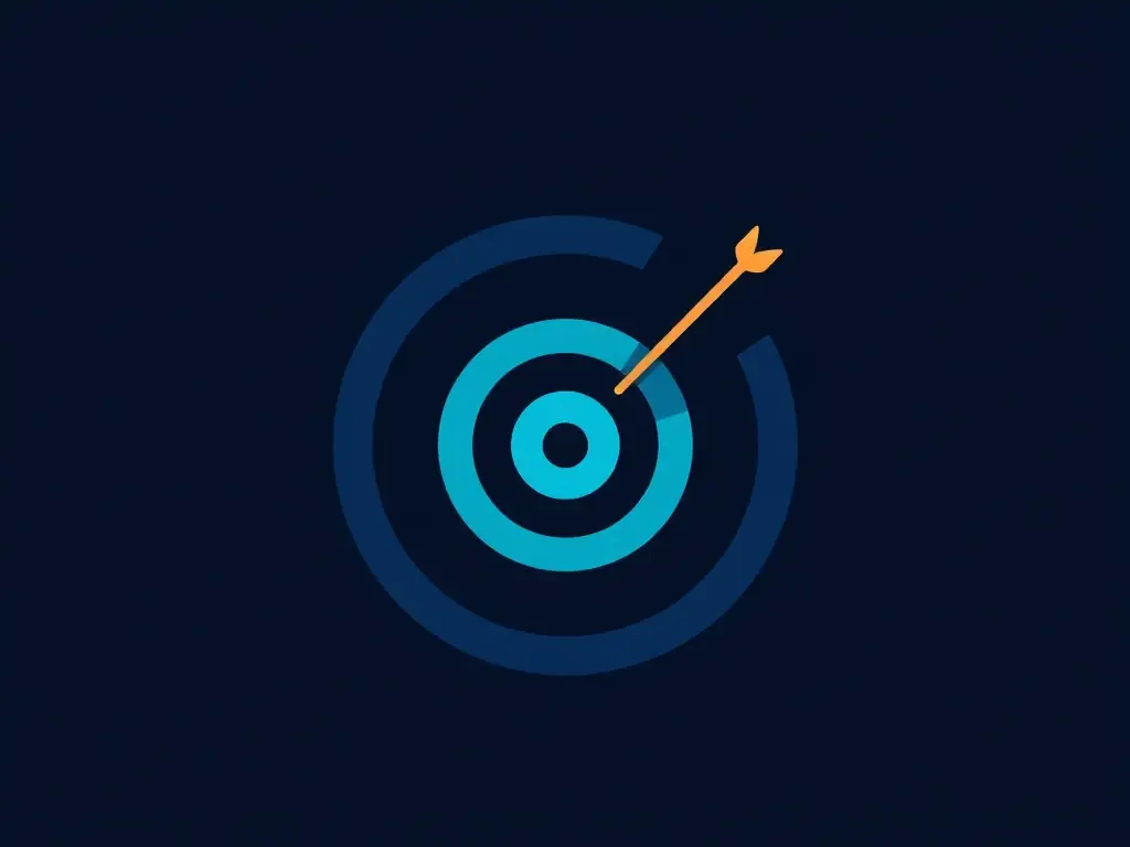 A professional icon representing Account-Based Marketing (ABM) within the financial services sector. The icon should be modern and abstract, possibly incorporating elements of target symbols and financial charts to convey precision and growth.