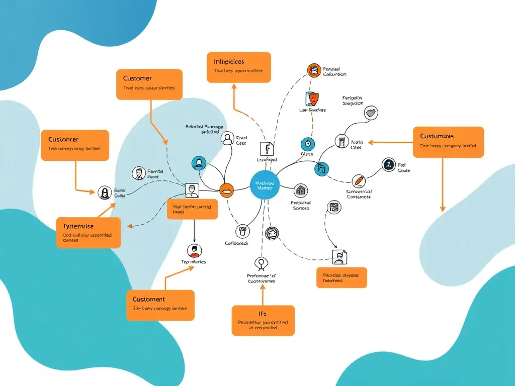 A personalized customer journey map illustrating how AI-driven personalization enhances customer engagement and satisfaction at every touchpoint.