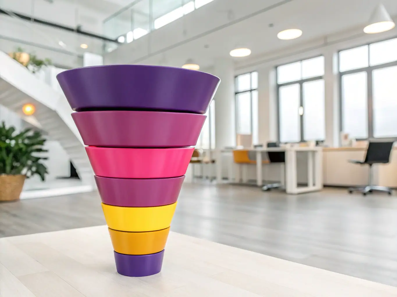 A digital graphic depicting a funnel with leads flowing through it, symbolizing demand generation strategies tailored for the manufacturing industry. Data points and charts highlight the effectiveness of the process.