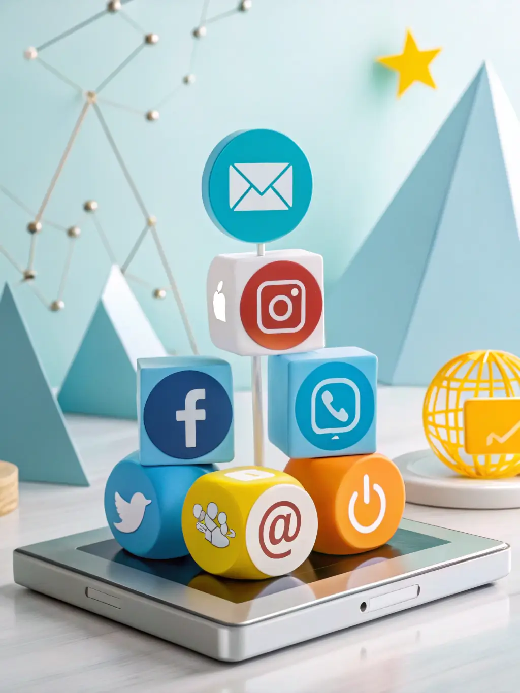 A detailed diagram illustrating a modern marketing technology stack, showcasing various tools and platforms integrated for seamless marketing operations, emphasizing the interconnectedness of different technologies.