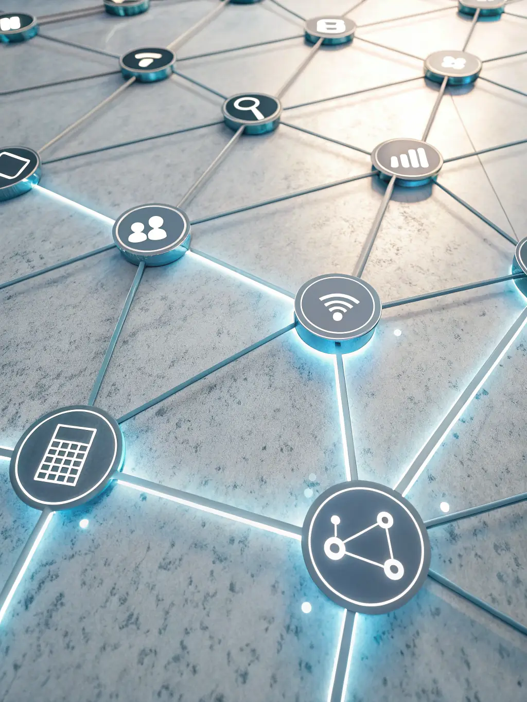 An icon illustrating interconnected nodes forming a network, symbolizing seamless integration architecture for GTMstack.pro.