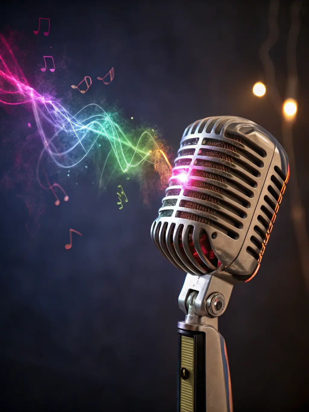 A podcast graphic with sound waves and a microphone, using teal and deep blue colors, highlighting expert interviews and industry discussions.