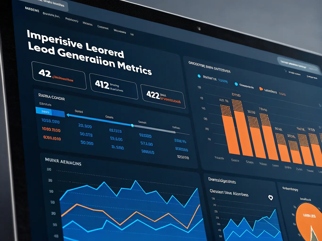 A data visualization dashboard displaying key event metrics, such as lead routing efficiency, lead nurture campaign performance, and overall ROI analysis, presented in a clear and concise manner.