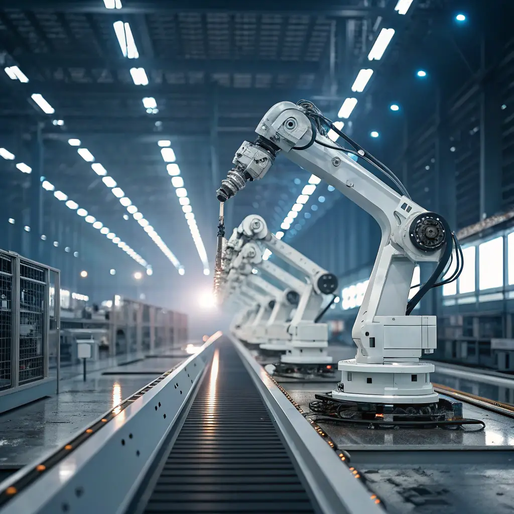 A factory with robots representing Manufacturing industry.