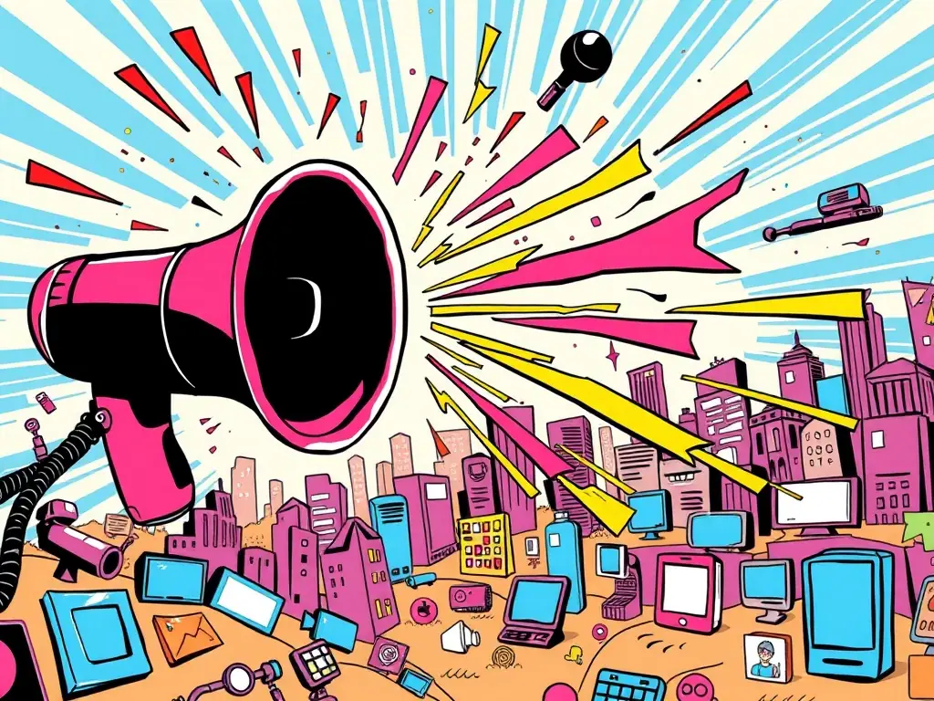A vibrant icon depicting pre-event promotion, featuring a megaphone broadcasting to a target audience, symbolizing effective communication and outreach before the event.