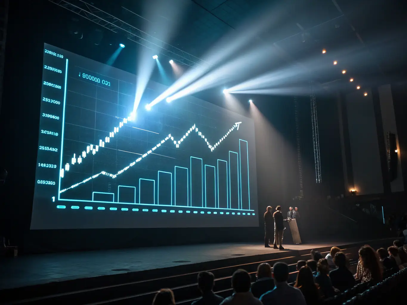Abstract illustration representing data analysis, with charts, graphs, and statistical elements symbolizing a data-driven approach to marketing.