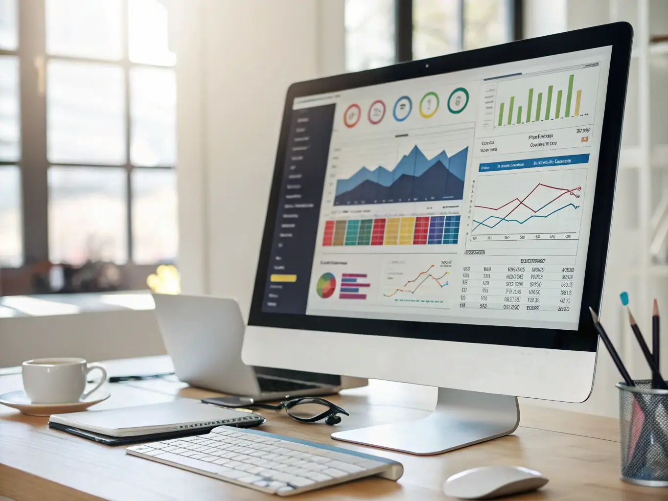 A data dashboard showcasing key marketing metrics and visualizations, highlighting real-time tracking and actionable insights.