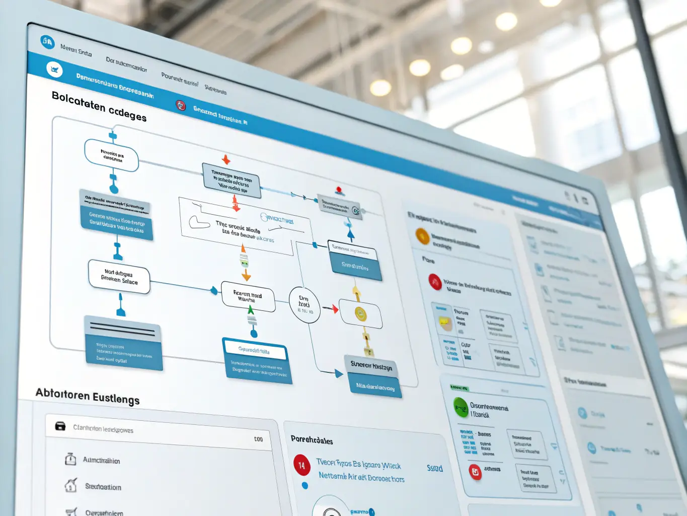 A visual representation of a lifecycle automation workflow, highlighting key touchpoints and automated actions at each stage of the customer journey, using abstract shapes and brand iconography.