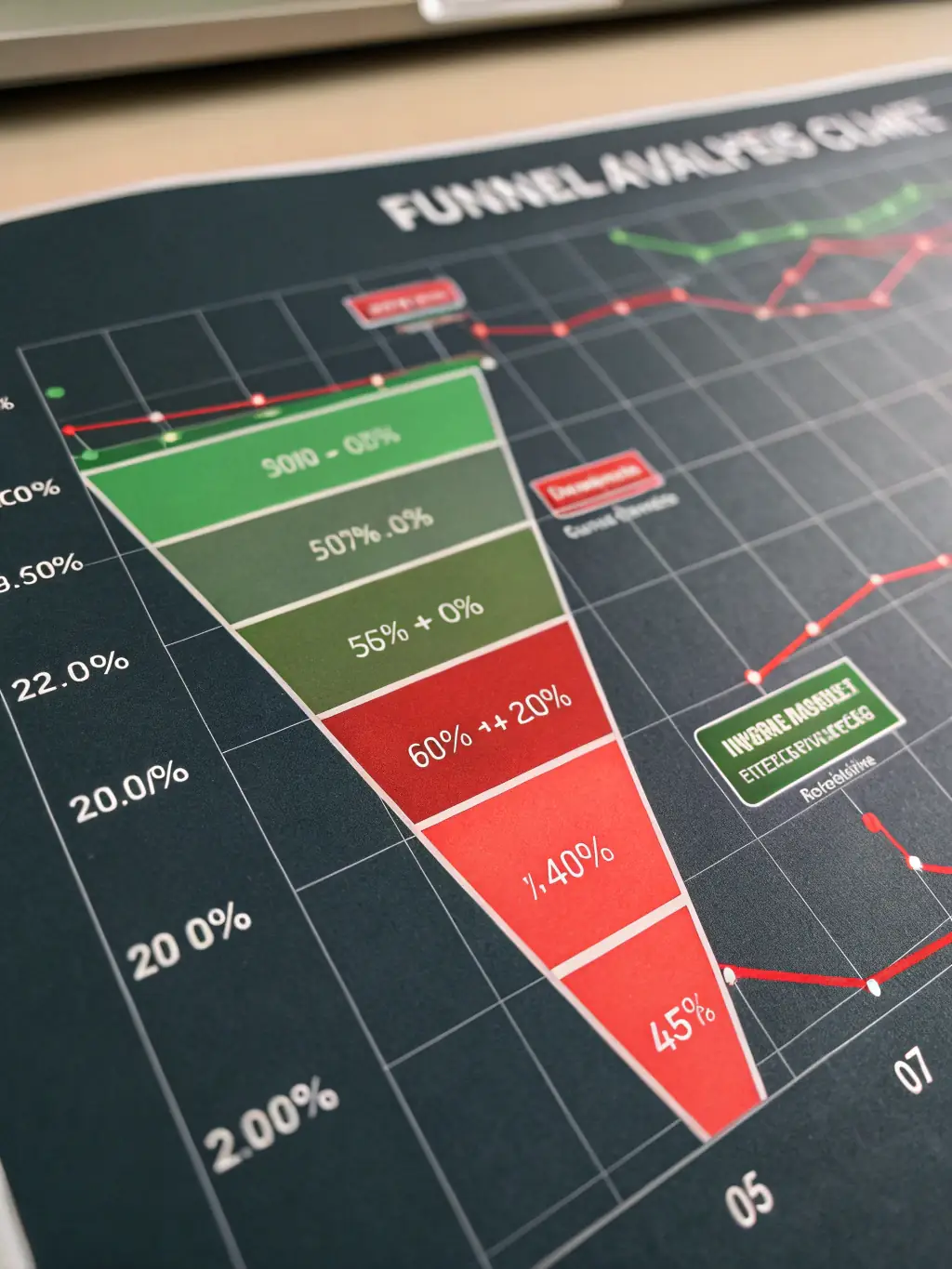 A funnel chart illustrating the conversion rates from MQL to SQL (Sales Qualified Leads) before and after GTM Stack's intervention. The 'after' funnel should show a higher conversion rate, demonstrating improved lead quality and engagement.
