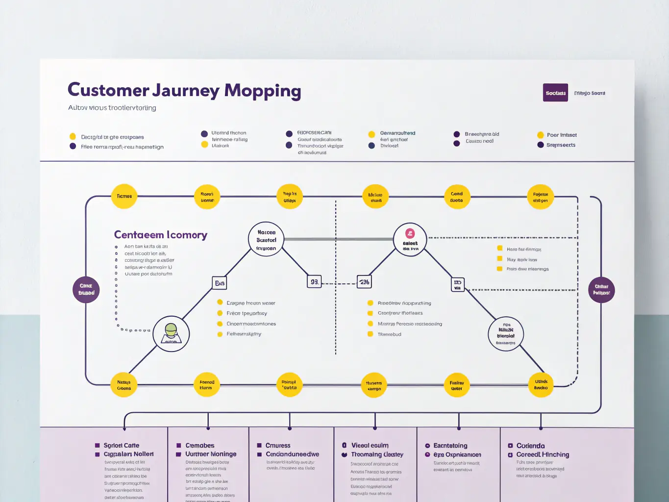 A stylized icon representing a customer journey map, with interconnected touchpoints and a clear path from initial contact to long-term engagement, symbolizing the strategic planning involved in mapping the customer experience.