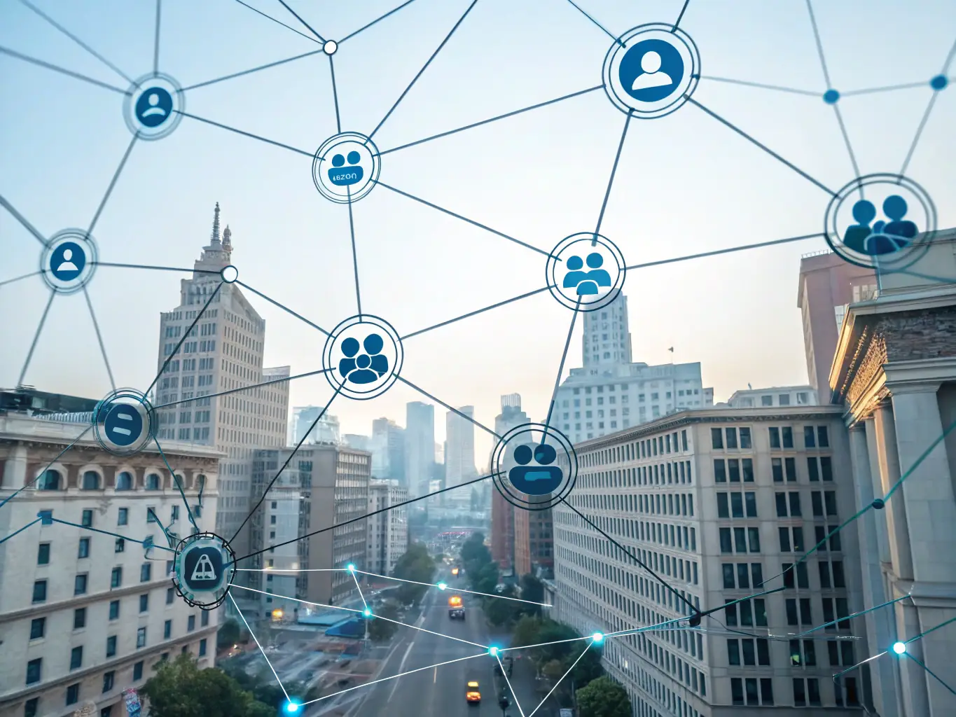 An abstract visual representing the concept of lead nurturing, with interconnected nodes symbolizing personalized communication and engagement strategies to guide prospects through the sales funnel.