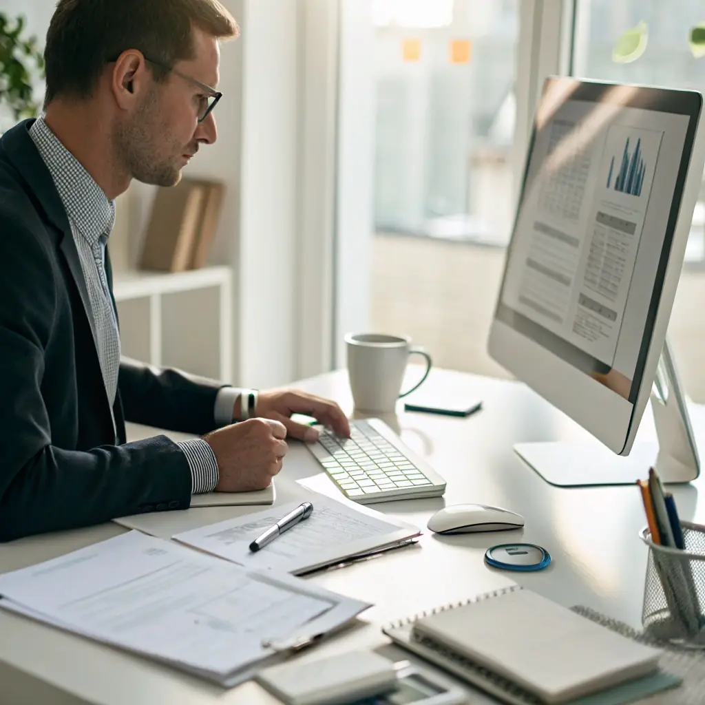 A person working on a laptop representing E-commerce industry.