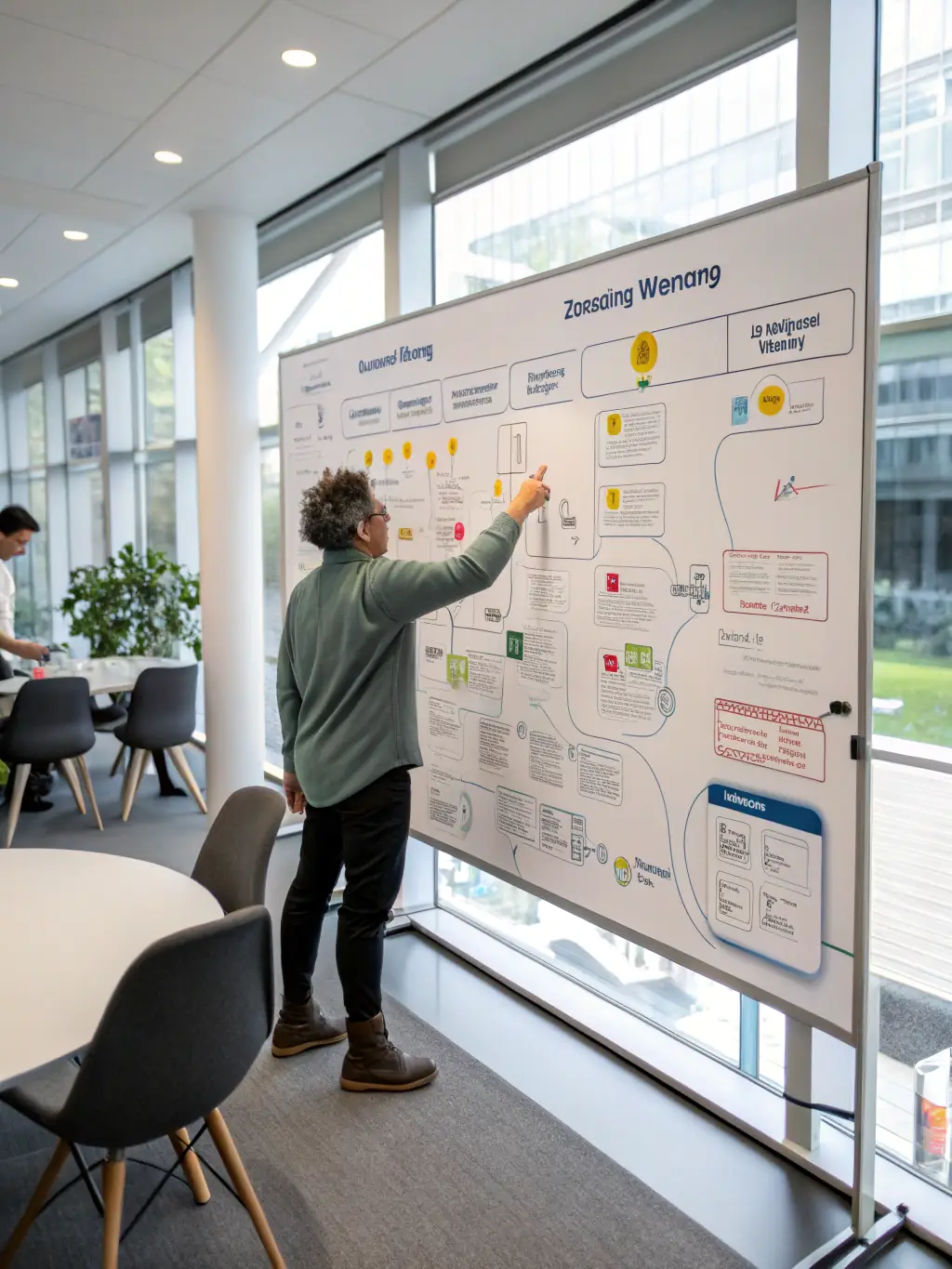 A customer journey map visualization highlighting key touchpoints and pain points, used to represent Customer Research services.