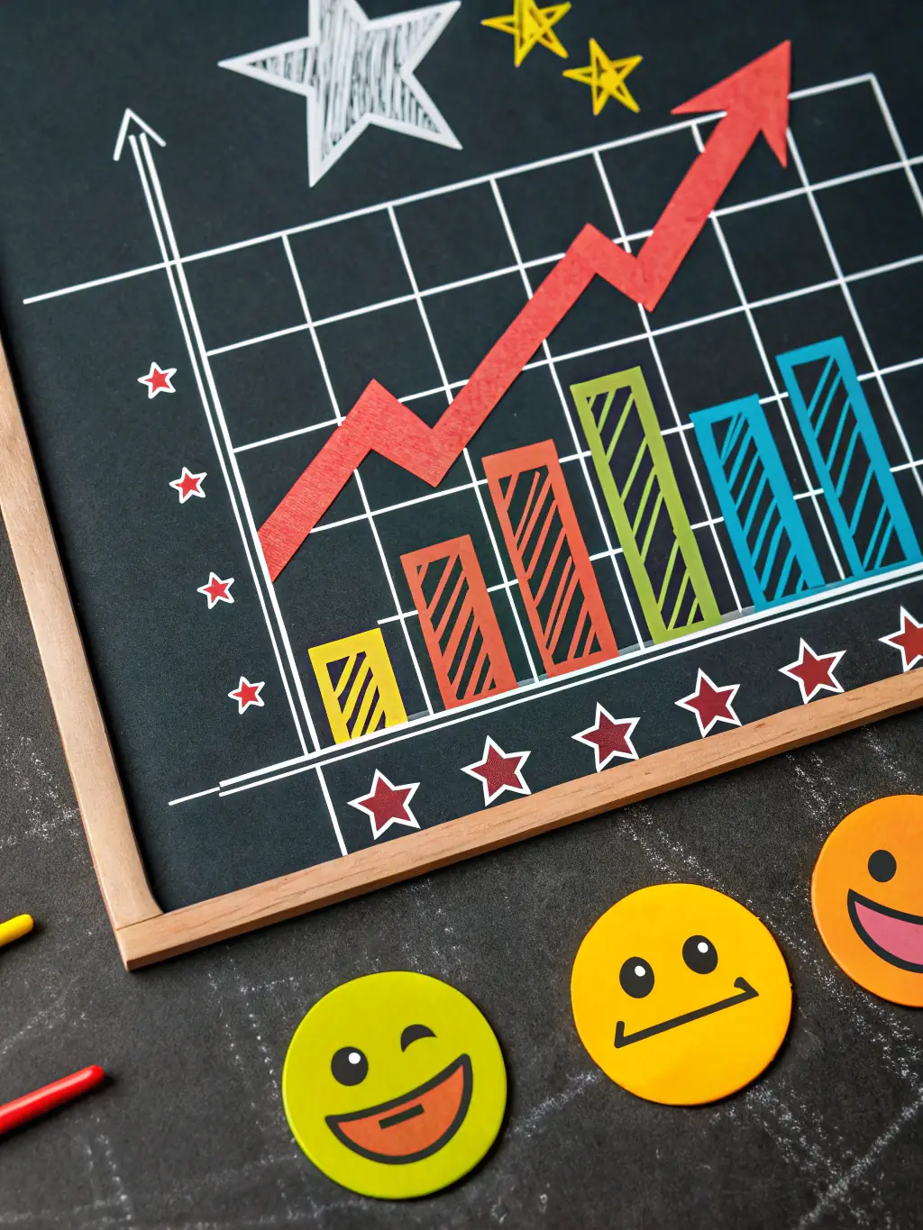 A graph icon showing upward trends in NPS, CSAT, and CES scores, representing GTM Stack's focus on CX metrics and measurement.