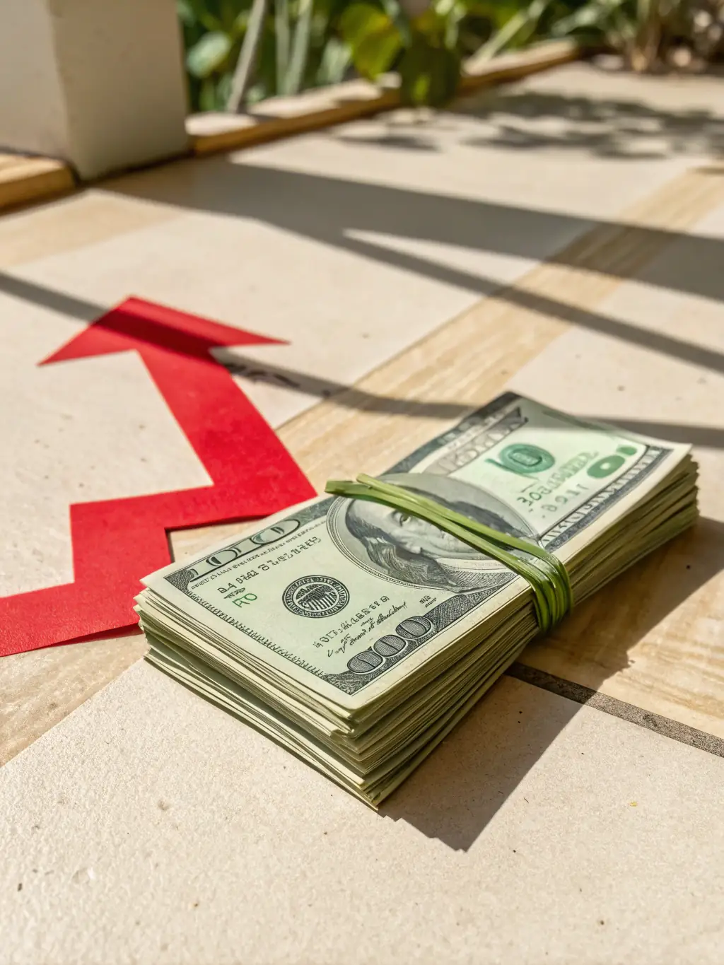 A digital rendering of a dollar bill combined with a growth arrow, symbolizing revenue generation, set against a deep blue background.