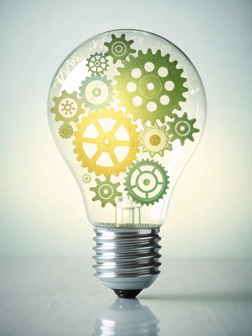 An icon depicting a lightbulb with gears inside, symbolizing creative problem-solving and innovative marketing solutions.