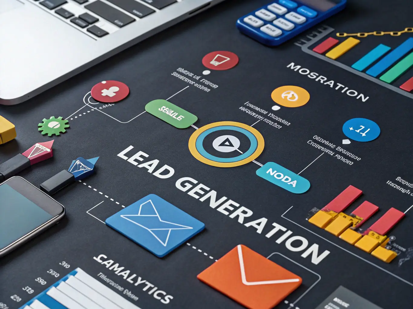 A visually engaging image depicting a lead nurturing sequence, showing emails being sent based on user behavior and engagement levels, with the GTM Stack logo subtly incorporated.