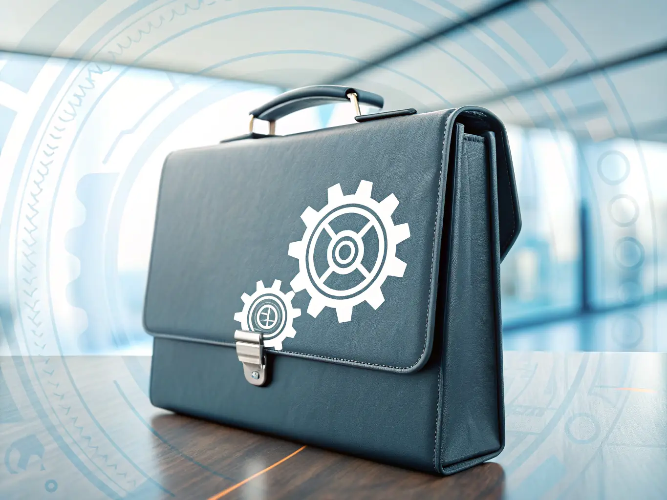 A stylized icon representing the manufacturing industry, such as a gear or a factory silhouette, set against a clean, modern background with energetic orange accents.