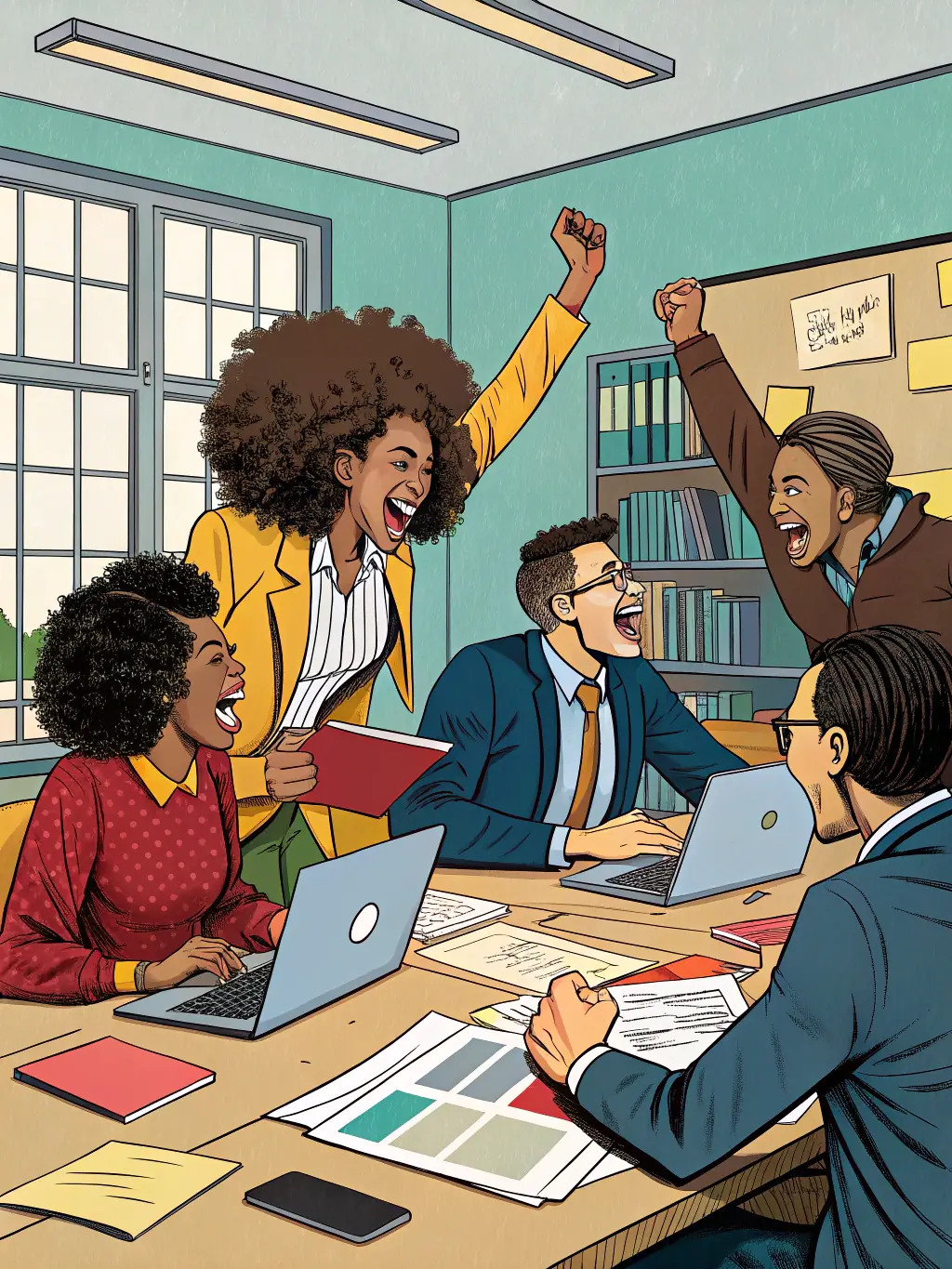 A visual representation of multiple stakeholders involved in telecom decisions, emphasizing the challenge of aligning diverse interests and priorities. The image should convey collaboration and negotiation.