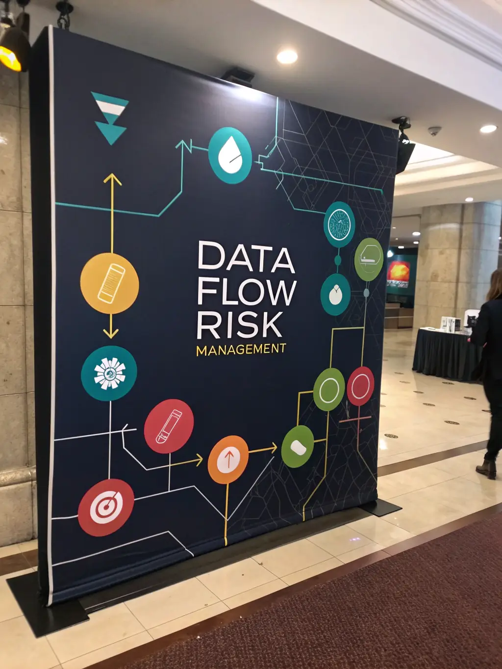 A visual representation of data flow within a marketing organization, showcasing data sources, data processing steps, and data visualization dashboards, emphasizing data quality and insights.