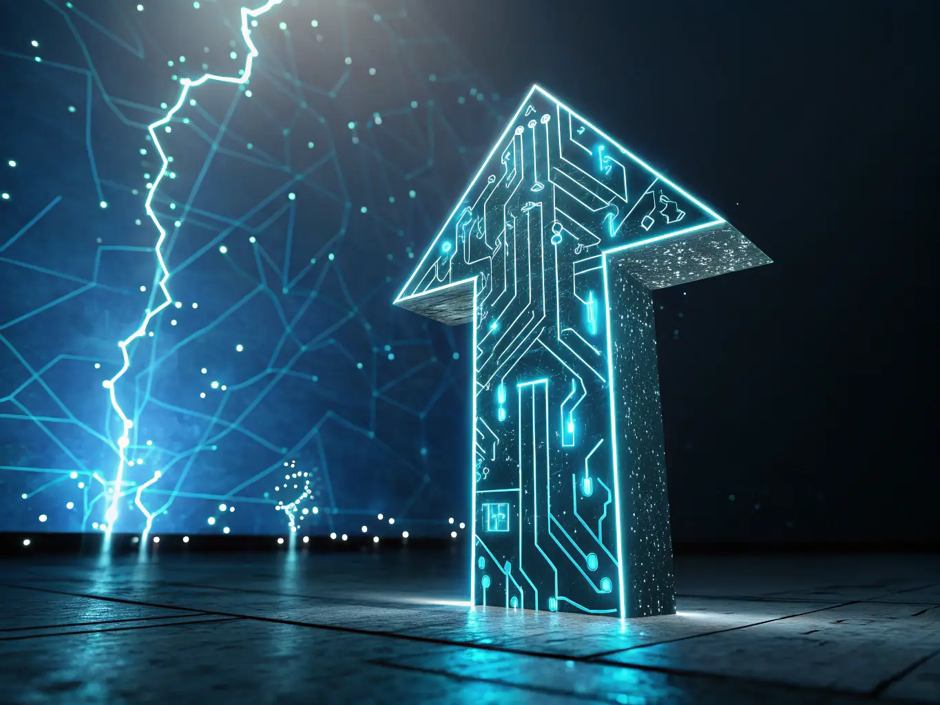 A dynamic icon representing Growth Marketing, featuring an upward-trending arrow and interconnected gears, symbolizing iterative experimentation and data-driven optimization, set against a deep blue background.