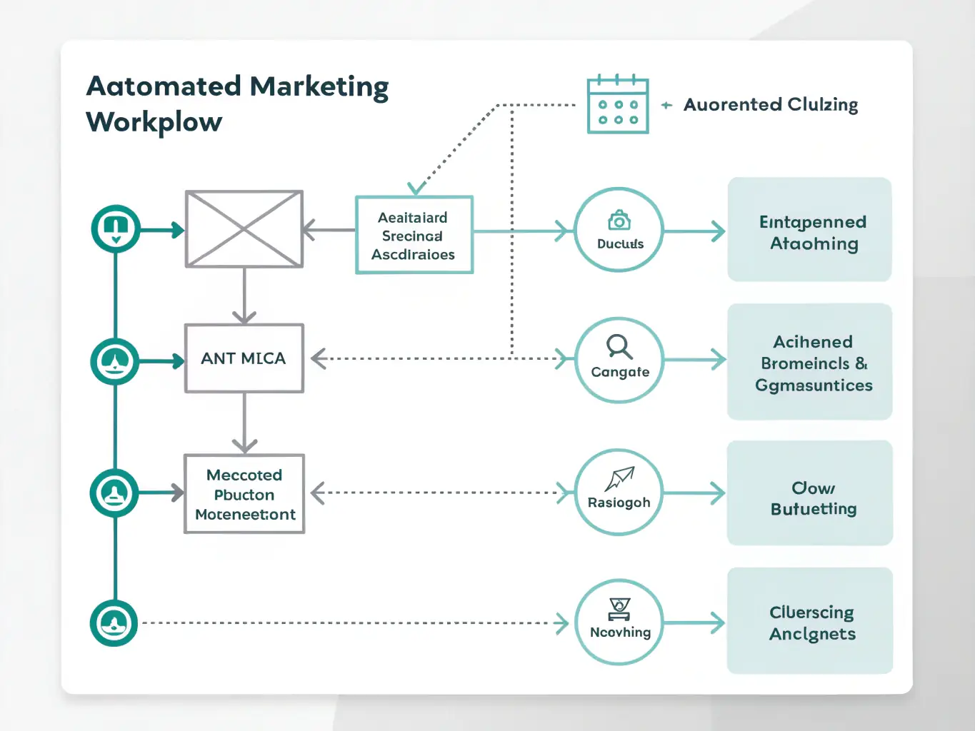 A detailed diagram illustrating a complex marketing automation workflow, showcasing various triggers, actions, and decision points within a B2B SaaS lead nurturing campaign.