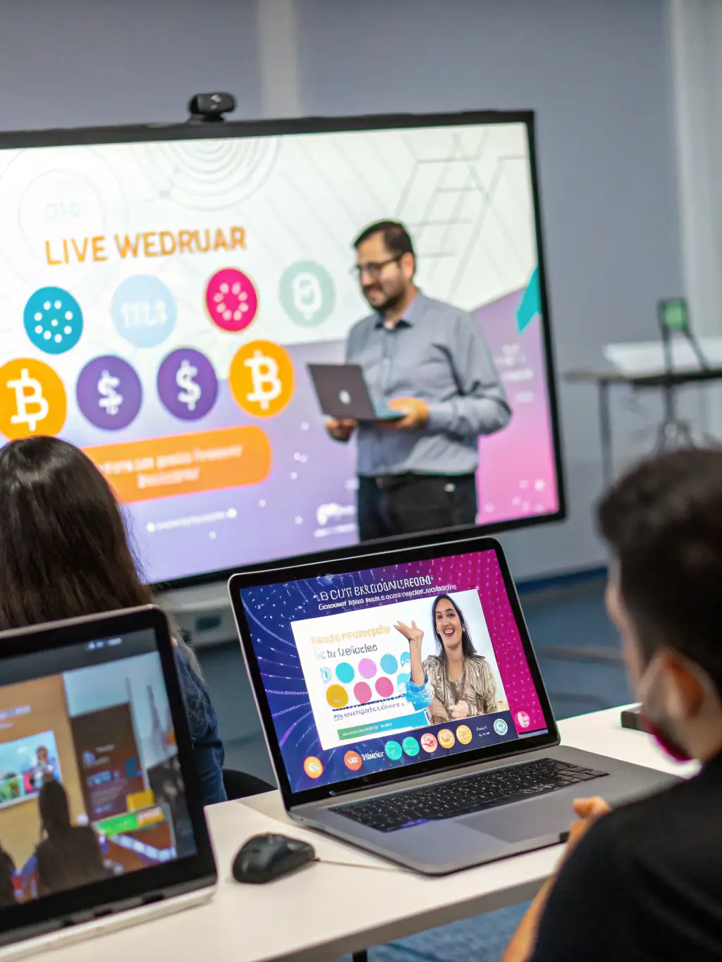 An image depicting a webinar event with a high attendance rate, showcasing interactive Q&A sessions and valuable insights shared with potential clients.