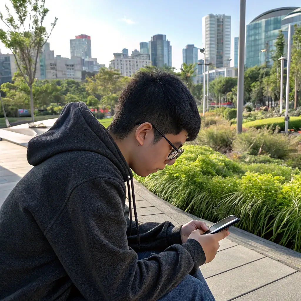 A person using a mobile phone representing Mobile industry.